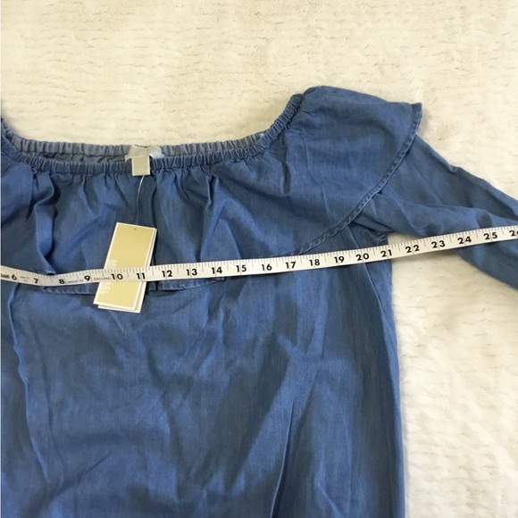 Michael Michael Kors off the shoulder denim ruffle top size large new with tag - Picture 5 of 10